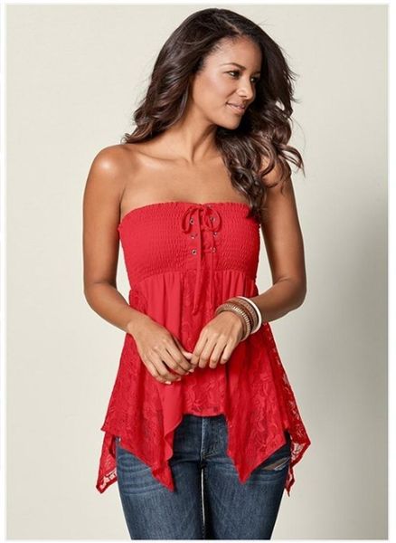 women's t-shirt knotted tube slash neck tshirt women fashion lace stitching solid color summer tee casual sleeveless t shirt, White
women's t-shirt knotted tube slash neck tshirt women fashion lace stitching solid color summer tee casual sleeveless t shirt, White