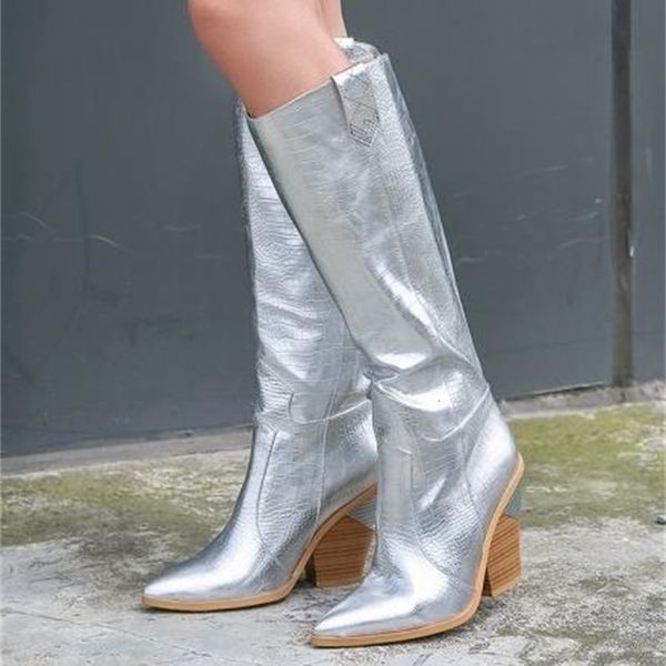 small big size 33 42 to 46 11 colors gold knee high cowboy boots pointed chunky heel designer shoes, Black
small big size 33 42 to 46 11 colors gold knee high cowboy boots pointed chunky heel designer shoes, Black
