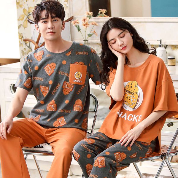 orange short sheeve casual women homewear men plus size nightwear cartoon snacks print summer katoen pair of pyjamas, Black;brown
orange short sheeve casual women homewear men plus size nightwear cartoon snacks print summer katoen pair of pyjamas, Black;brown