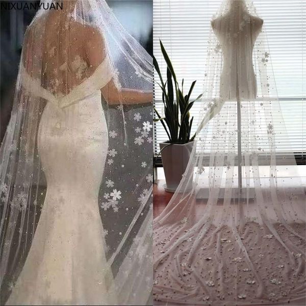 bridal veils bling long veil one layer blusher with pearls velos de noiva wedding beads 3 meter comb 2021, Black
bridal veils bling long veil one layer blusher with pearls velos de noiva wedding beads 3 meter comb 2021, Black
