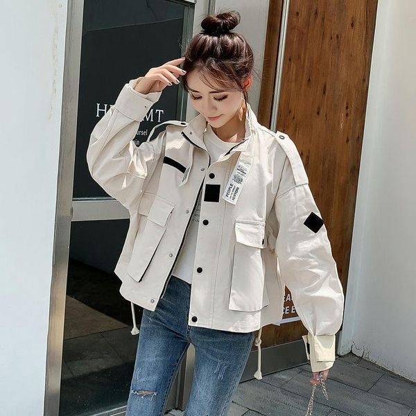 women's trench coats autumn 2021 women jacket long sleeve casual windbreaker female short tooling jackets loose basic coat outerwear la, Tan;black
women's trench coats autumn 2021 women jacket long sleeve casual windbreaker female short tooling jackets loose basic coat outerwear la, Tan;black