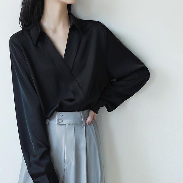 women's blouses & shirts 2021 early spring v-neck long-sleeved shirt black design feel loose chiffon plus size blusa casual, White
women's blouses & shirts 2021 early spring v-neck long-sleeved shirt black design feel loose chiffon plus size blusa casual, White