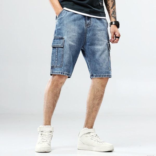 men's jeans plus size 40 loose blue denim shorts summer big pocket straight cargo male brand
men's jeans plus size 40 loose blue denim shorts summer big pocket straight cargo male brand