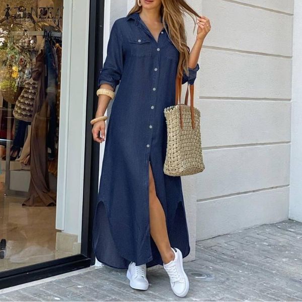 casual dresses zanzea autumn denim blue maxi dress women elegant shirt 2021 fashion long sleeve lapel robe female party vestido, Black;gray
casual dresses zanzea autumn denim blue maxi dress women elegant shirt 2021 fashion long sleeve lapel robe female party vestido, Black;gray