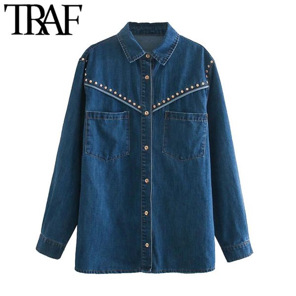 traf women fashion with rivet pockets loose denim jacket coat vintage long sleeve button-up female outerwear chic 210415, Black;brown
traf women fashion with rivet pockets loose denim jacket coat vintage long sleeve button-up female outerwear chic 210415, Black;brown