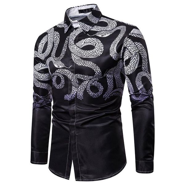 men's casual shirts mens black button down dress 2021 fashion snake print long sleeve shirt men party wedding show chemise homme, White;black
men's casual shirts mens black button down dress 2021 fashion snake print long sleeve shirt men party wedding show chemise homme, White;black