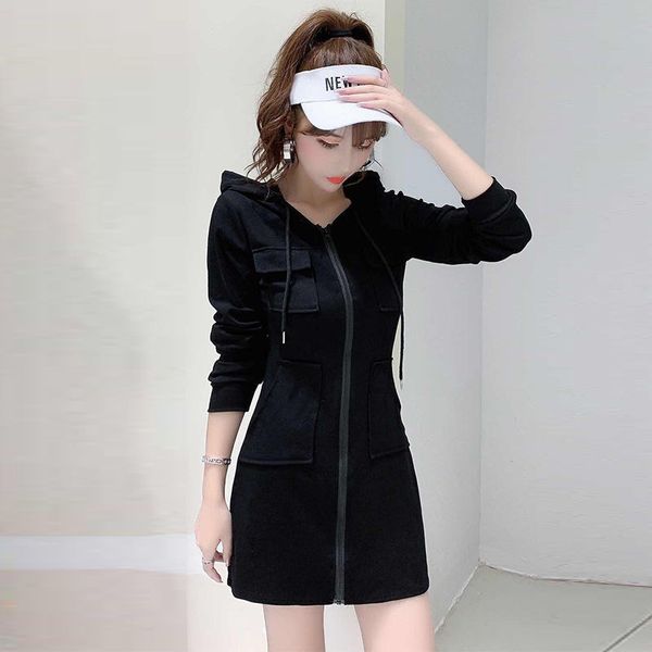 womens casual hooded dress 2021 korean version of the new long sleeved high waist slim slimming waist dress ins fashion trend, Black;gray
womens casual hooded dress 2021 korean version of the new long sleeved high waist slim slimming waist dress ins fashion trend, Black;gray