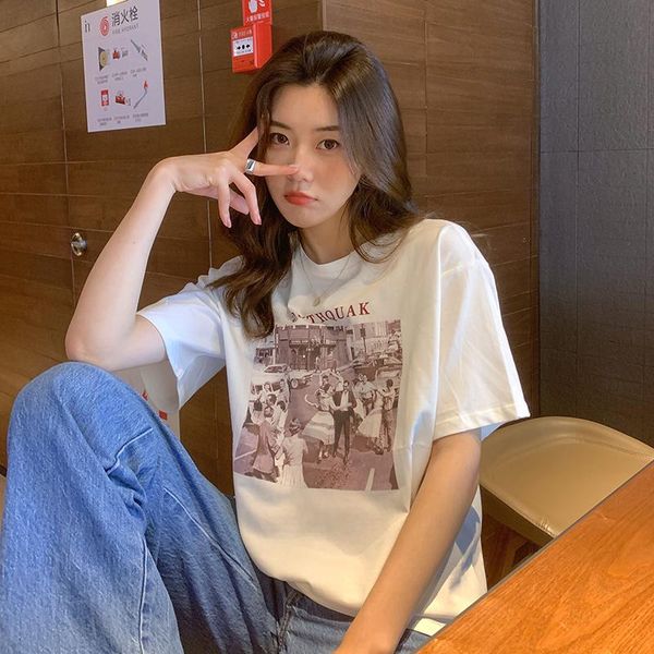 women's t-shirt retro print casual loose female korean harajuku t-shirts japanese kawaii ladies ulzzang clothes for women, White
women's t-shirt retro print casual loose female korean harajuku t-shirts japanese kawaii ladies ulzzang clothes for women, White