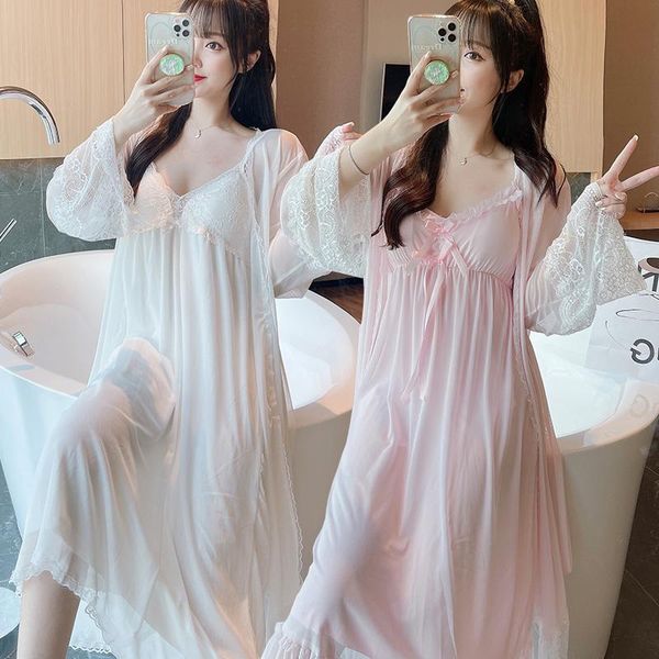 women's sleepwear 2pcs cotton lace lingerie nightgown robe sets for women 2021 summer autumn bathrobe nightdress night dress nighty, Black;red
women's sleepwear 2pcs cotton lace lingerie nightgown robe sets for women 2021 summer autumn bathrobe nightdress night dress nighty, Black;red
