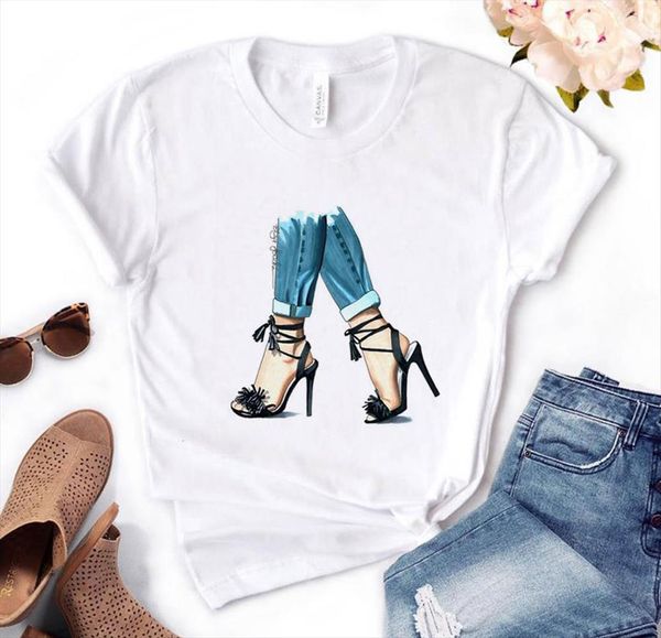 high hell shoe leg print womens t shirt short sleeve o neck loose ladies causal tee clothes, White
high hell shoe leg print womens t shirt short sleeve o neck loose ladies causal tee clothes, White