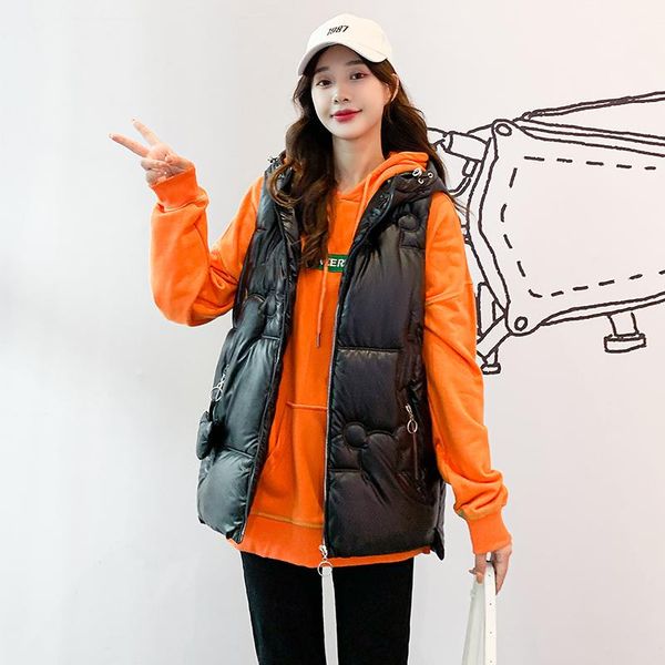 women's vests glossy down cotton vest outer wear loose 2021 autumn and winter waistcoat disposable sleeveless jacket, Black;white
women's vests glossy down cotton vest outer wear loose 2021 autumn and winter waistcoat disposable sleeveless jacket, Black;white