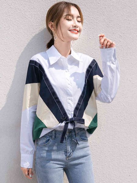 new design new color contrast shirt full loose patchwork women blouses 210421, White
new design new color contrast shirt full loose patchwork women blouses 210421, White