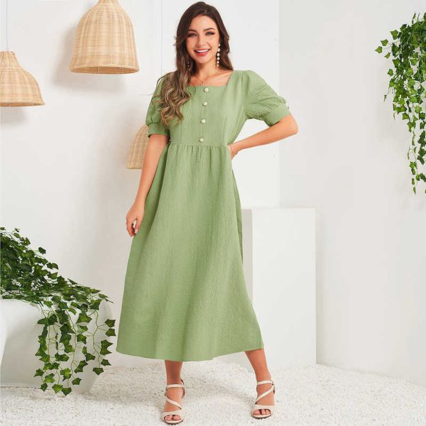 casual dresses summer midi women 2021 green vintage french palazoo style square neck y short sleeve bottons slim sweet long 96yh, Black;gray
casual dresses summer midi women 2021 green vintage french palazoo style square neck y short sleeve bottons slim sweet long 96yh, Black;gray