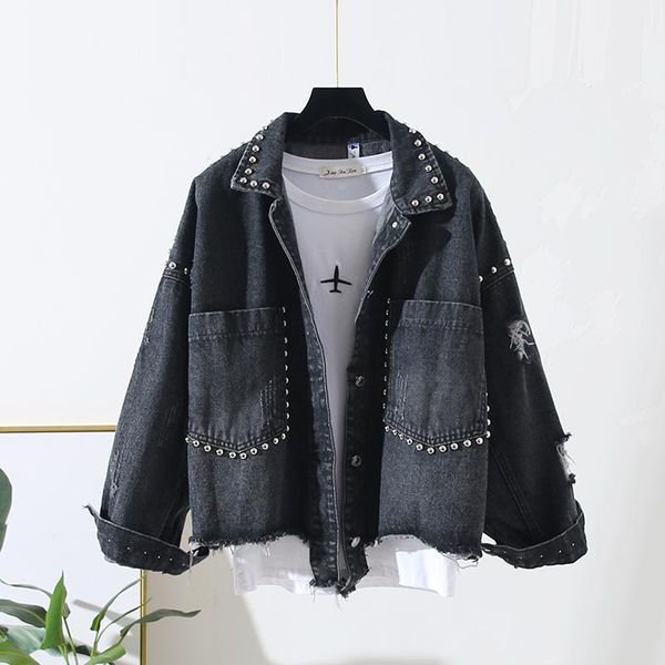 women's jackets korean fashion rivet short denim jacket women coat big size loose frayed jeans female vintage wash black blue outerwear, Black;brown
women's jackets korean fashion rivet short denim jacket women coat big size loose frayed jeans female vintage wash black blue outerwear, Black;brown