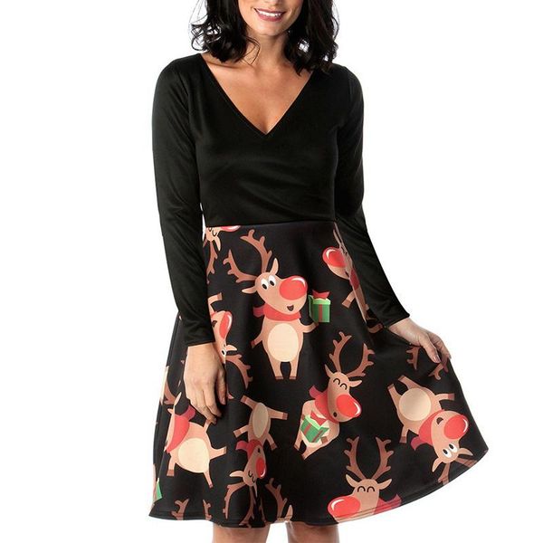 casual dresses women v neck christmas dress cartoon print long sleeve autumn winter elegant party femme a-line vestidos sj4535c, Black;gray
casual dresses women v neck christmas dress cartoon print long sleeve autumn winter elegant party femme a-line vestidos sj4535c, Black;gray