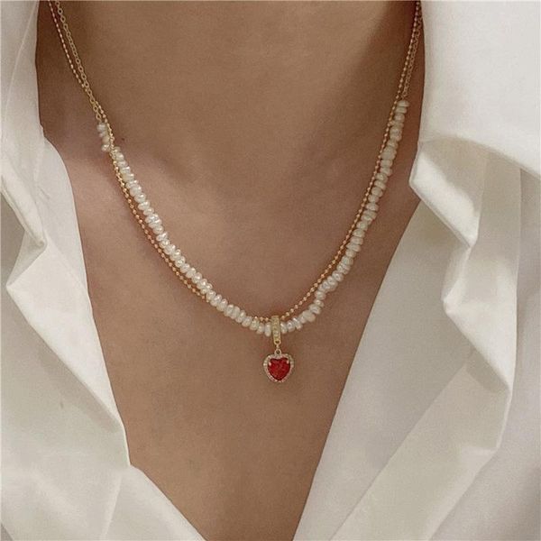 pendant necklaces origin summer exquisite double-layer red love heart necklace for women freshwater pearl round beaded jewelry, Silver
pendant necklaces origin summer exquisite double-layer red love heart necklace for women freshwater pearl round beaded jewelry, Silver