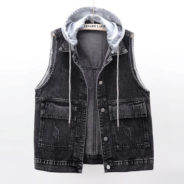 women's vests summer hooded denim vest women waistcoat loose frayed big pocket sleeveless jacket coat vintage black short jeans female, Black;white
women's vests summer hooded denim vest women waistcoat loose frayed big pocket sleeveless jacket coat vintage black short jeans female, Black;white