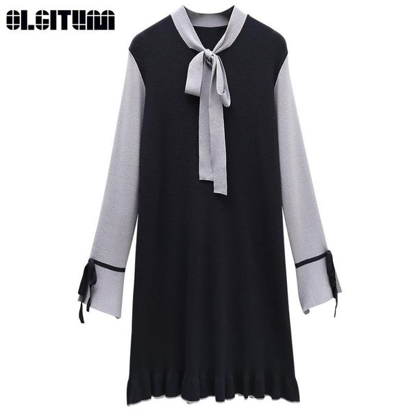 casual dresses 2021 autumn and winter dress knitted long-sleeved loose a-line sweet bottoming women patchwork, Black;gray
casual dresses 2021 autumn and winter dress knitted long-sleeved loose a-line sweet bottoming women patchwork, Black;gray