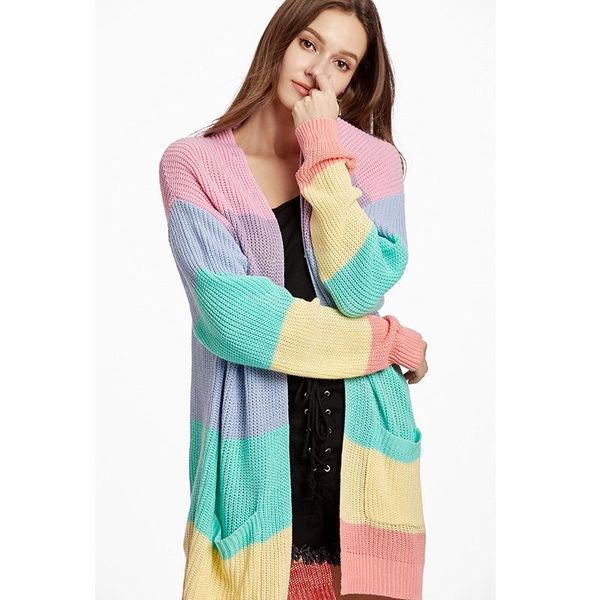 women's knits & tees 2021 summer long sleeve knitted oversized cardigan striped sweater coat women clothing sweaters korean fashion, White
women's knits & tees 2021 summer long sleeve knitted oversized cardigan striped sweater coat women clothing sweaters korean fashion, White