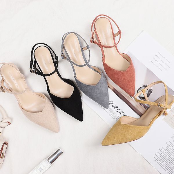 slingbacks shoes woman faux suede leather high heels pointed toe pumps women's sandals solid flock office lady career 210520, Black
slingbacks shoes woman faux suede leather high heels pointed toe pumps women's sandals solid flock office lady career 210520, Black