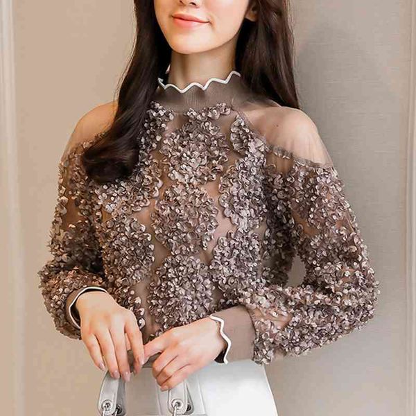 coffee rose mesh women spring blouses shirts ruffle long sleeve cold shoulder causal pleated blusas 907g 210420, White
coffee rose mesh women spring blouses shirts ruffle long sleeve cold shoulder causal pleated blusas 907g 210420, White