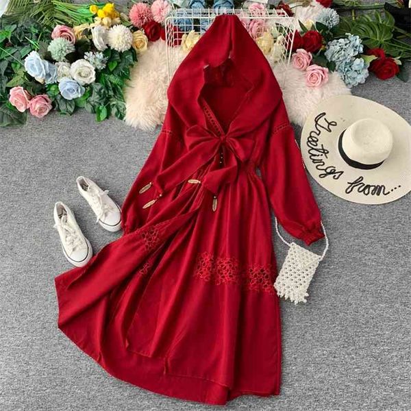 women tourism clothes holiday open retro v collar hooded long sleeve bow casual a-line elegant vestidos j510 210527, Black;gray
women tourism clothes holiday open retro v collar hooded long sleeve bow casual a-line elegant vestidos j510 210527, Black;gray