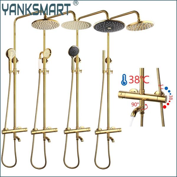 quality golden bathroom bathtub shower faucet wall mounted rainfall head with handshower mixer water tap sets
quality golden bathroom bathtub shower faucet wall mounted rainfall head with handshower mixer water tap sets