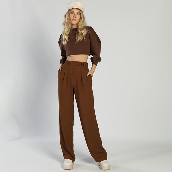 women's pants & capris hirigin women fashion suit spring autumn streetwear loose solid color straight-leg trousers, Black;white
women's pants & capris hirigin women fashion suit spring autumn streetwear loose solid color straight-leg trousers, Black;white