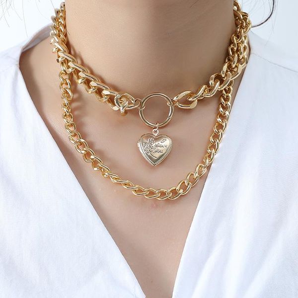 fashion trend casual jewelry heart shaped creative pendant necklace exaggerated double simple chain short necklaces, Silver
fashion trend casual jewelry heart shaped creative pendant necklace exaggerated double simple chain short necklaces, Silver