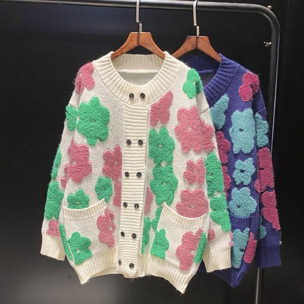 women's knits & tees sweet hit color floral patchwork sweater autumn o neck double pockets knitted women long sleeve vintage cardigan, White
women's knits & tees sweet hit color floral patchwork sweater autumn o neck double pockets knitted women long sleeve vintage cardigan, White