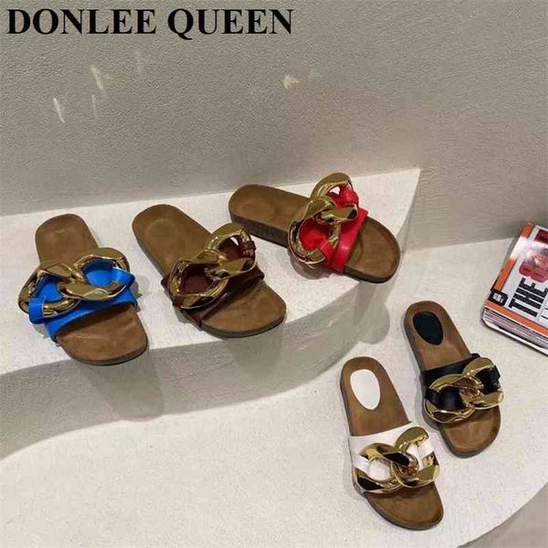fashion brand gold metal chain slipper flat casual slides beach flip flops summer shoes sandals round toe mules mujer 210619, Black
fashion brand gold metal chain slipper flat casual slides beach flip flops summer shoes sandals round toe mules mujer 210619, Black