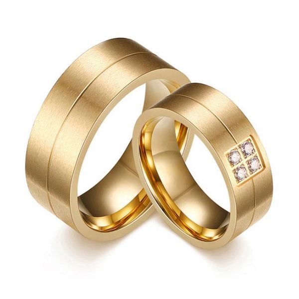 cluster rings alliance ring for women men gold color matte stainless steel wedding lover zirconia couple engagement band jewelry, Golden;silver
cluster rings alliance ring for women men gold color matte stainless steel wedding lover zirconia couple engagement band jewelry, Golden;silver