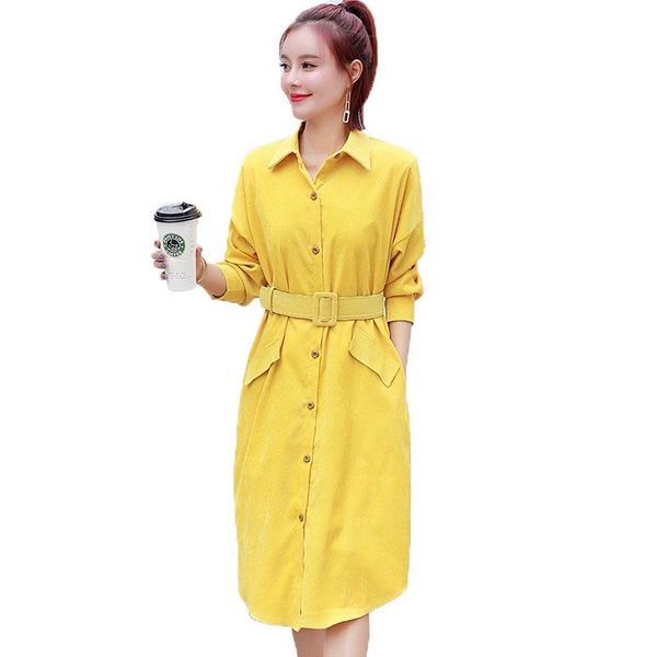 casual dresses fashion women corduroy shirt dress a-line full sleeve single-breasted windbreaker lady elegant vestidos with belt, Black;gray
casual dresses fashion women corduroy shirt dress a-line full sleeve single-breasted windbreaker lady elegant vestidos with belt, Black;gray