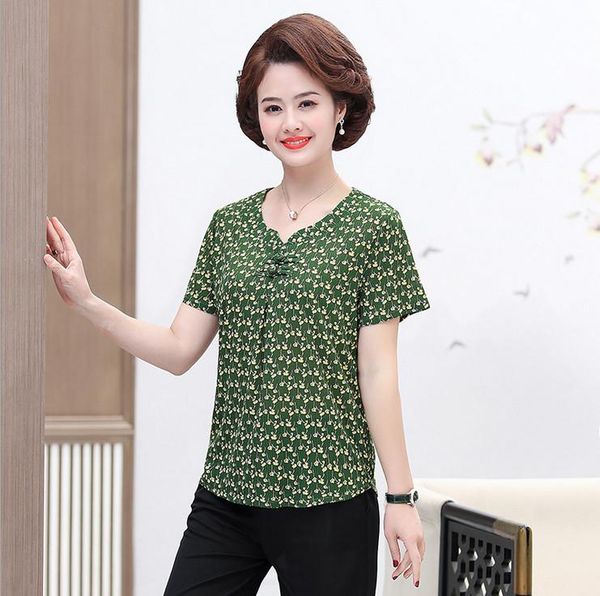 women's t-shirt printed short sleeve middle age mother summer pullovers t-shirts women casual tee, White
women's t-shirt printed short sleeve middle age mother summer pullovers t-shirts women casual tee, White