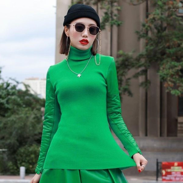 women's sweaters spliced sheepskin sleeve knitted winter women clothes slim fit turtleneck casual sweater lady multi color high neck kn, White;black
women's sweaters spliced sheepskin sleeve knitted winter women clothes slim fit turtleneck casual sweater lady multi color high neck kn, White;black