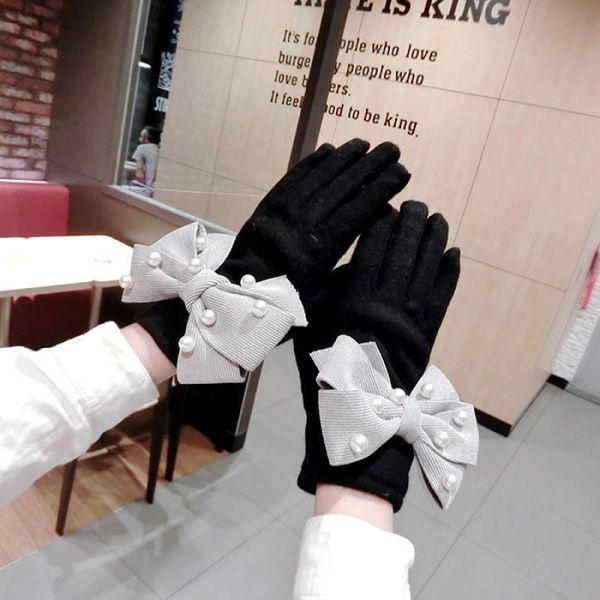 sports gloves corduroy bowknot pearl cashmere korean style autumn and winter thicken warm touch screen a409, Black
sports gloves corduroy bowknot pearl cashmere korean style autumn and winter thicken warm touch screen a409, Black