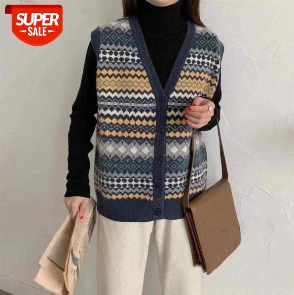 110157 retro ethnic style contrast color jacquard v-neck single-breasted knitted vest women's outer wear thin #zl9r, Black;gray
110157 retro ethnic style contrast color jacquard v-neck single-breasted knitted vest women's outer wear thin #zl9r, Black;gray