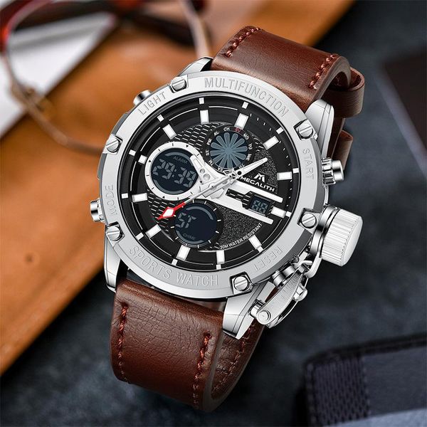 wristwatches megalith sport men watches fashion 3atm waterproof quartz watch clock leather chronograph week date relogio masculino 8236, Slivery;brown 
wristwatches megalith sport men watches fashion 3atm waterproof quartz watch clock leather chronograph week date relogio masculino 8236, Slivery;brown