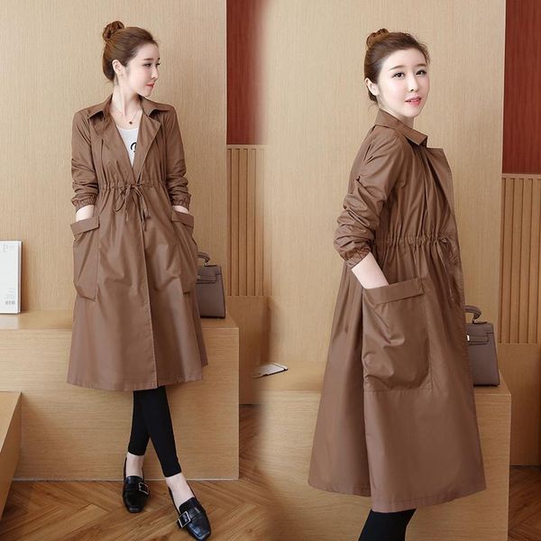 women's trench coats autumn casual windbreaker coat turndown collar overcoat outerwear solid color drawstring slim plus size, Tan;black
women's trench coats autumn casual windbreaker coat turndown collar overcoat outerwear solid color drawstring slim plus size, Tan;black