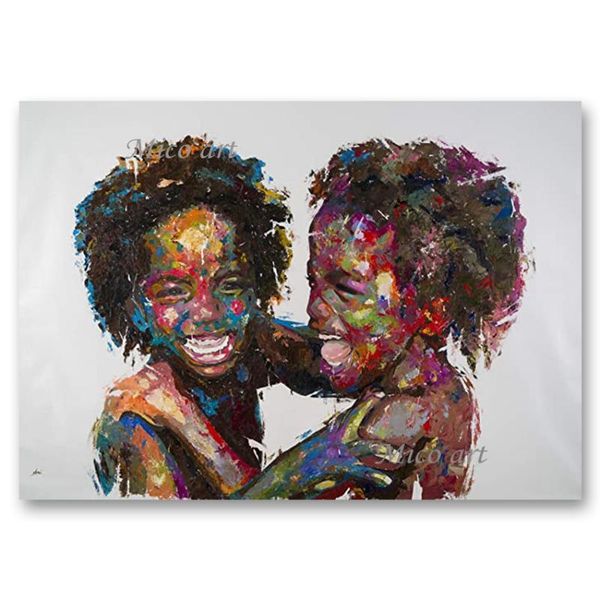 paintings real hand-painted two african children canvas picture art handmade portrait oil painting wall decor for home bedroom
paintings real hand-painted two african children canvas picture art handmade portrait oil painting wall decor for home bedroom