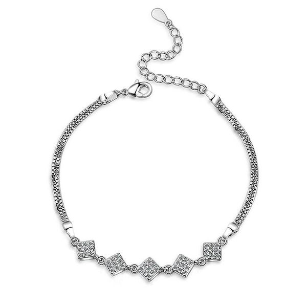 link, chain rhombus shaped shiny cubic zirconia box bracelets color bracelet bangles fashion jewelry gifts for women girls, Black
link, chain rhombus shaped shiny cubic zirconia box bracelets color bracelet bangles fashion jewelry gifts for women girls, Black