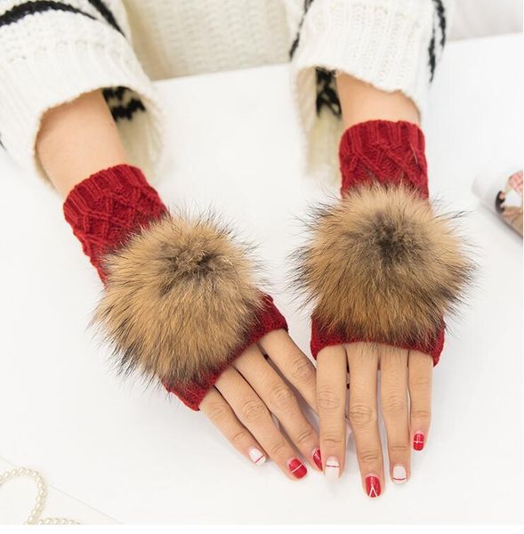 five fingers gloves women' autumn and winter yarn knitted lady' thicken warm fingerless girls genuine raccoon fur ball glove r11, Blue;gray
five fingers gloves women' autumn and winter yarn knitted lady' thicken warm fingerless girls genuine raccoon fur ball glove r11, Blue;gray