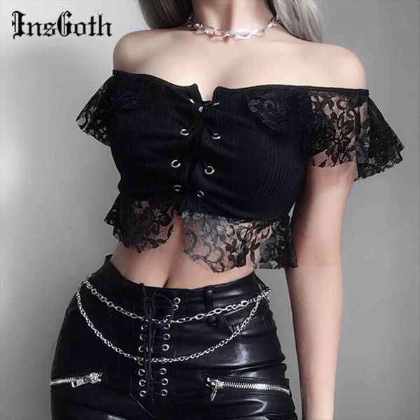 black lace bandage women t shirt off shoulder tee summer crop short sleeve casual beachwear elegant lady wear, White
black lace bandage women t shirt off shoulder tee summer crop short sleeve casual beachwear elegant lady wear, White