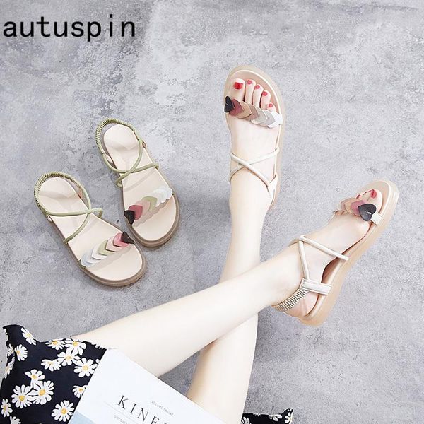 autuspin korean style women pu leather sandals est heart mixed color rome shoes female outdoor walking casual sandalias woman, Black
autuspin korean style women pu leather sandals est heart mixed color rome shoes female outdoor walking casual sandalias woman, Black