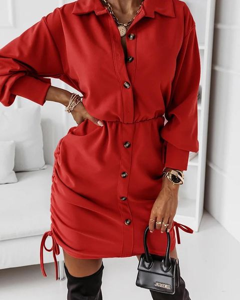 casual dresses fashion turn-down collar shirt dress long sleeve side drawstring solid party autumn elegant button hem, Black;gray
casual dresses fashion turn-down collar shirt dress long sleeve side drawstring solid party autumn elegant button hem, Black;gray