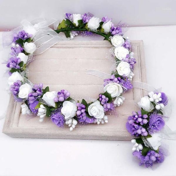 boho flower floral headband crown garland marriage handwrist festival party1