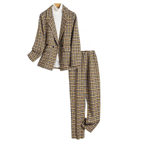 women's two piece pants wool blends sets long sleeve blazer coat and straight leg female fashion woolen set suit, White
women's two piece pants wool blends sets long sleeve blazer coat and straight leg female fashion woolen set suit, White