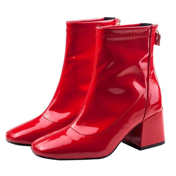 boots red lacquered leather women knight ankle zipper botas mujer autumn wrinter shoes mid square heel basic woman, Black
boots red lacquered leather women knight ankle zipper botas mujer autumn wrinter shoes mid square heel basic woman, Black