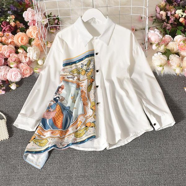 women's blouses & shirts irregular patchwork print loose women shirt 2021 spring autumn european american female fashion casual lj3112, White
women's blouses & shirts irregular patchwork print loose women shirt 2021 spring autumn european american female fashion casual lj3112, White