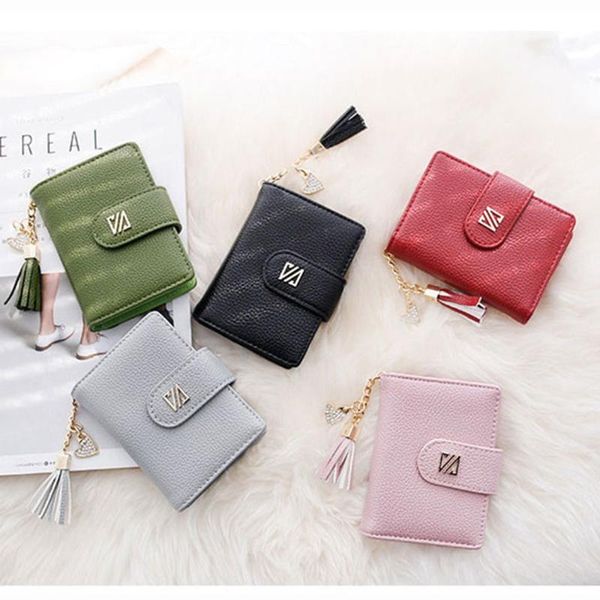 card holders 20 slots women bag cute candy color pu leather function wallet with fashion tassel hanging decoration, Brown;gray
card holders 20 slots women bag cute candy color pu leather function wallet with fashion tassel hanging decoration, Brown;gray